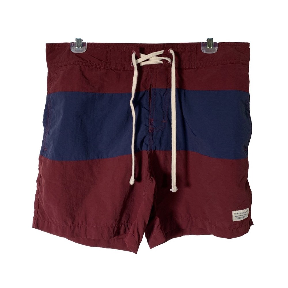 Modern Amusement Swim Trunks Burgundy / Navy